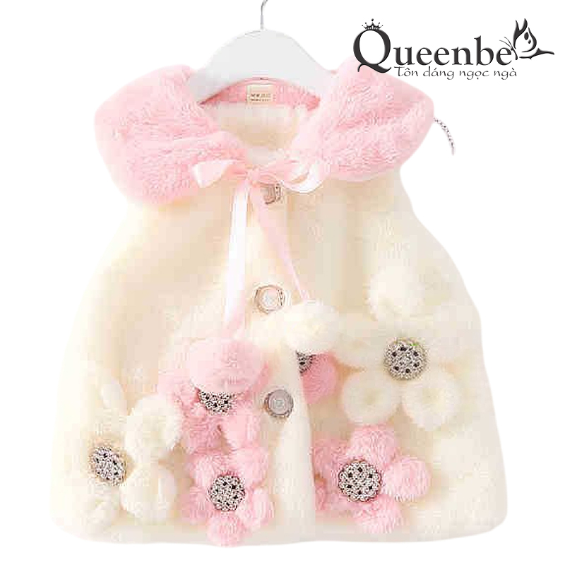 Áo khoác lông bé gái Queenbe GLA064 lông mềm ấm áp không vướng tay